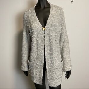 OUI faux pearl mohair open cardigan